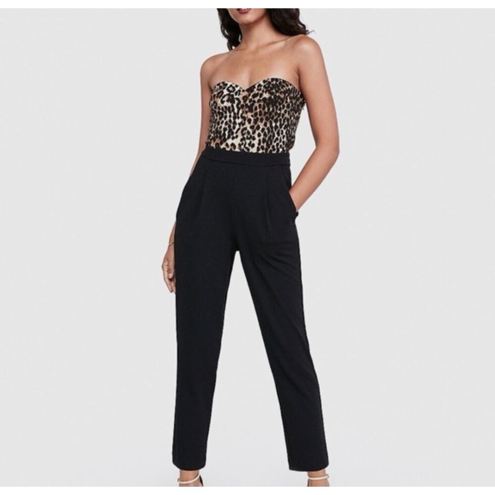 Express Black Leopard Pants Romper Size 00